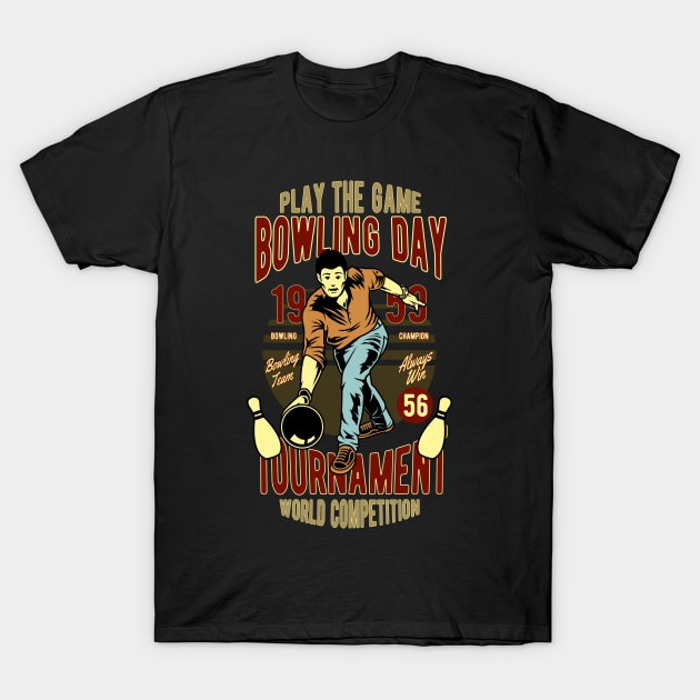 Vintage Bowling Day T-Shirt by RockabillyM